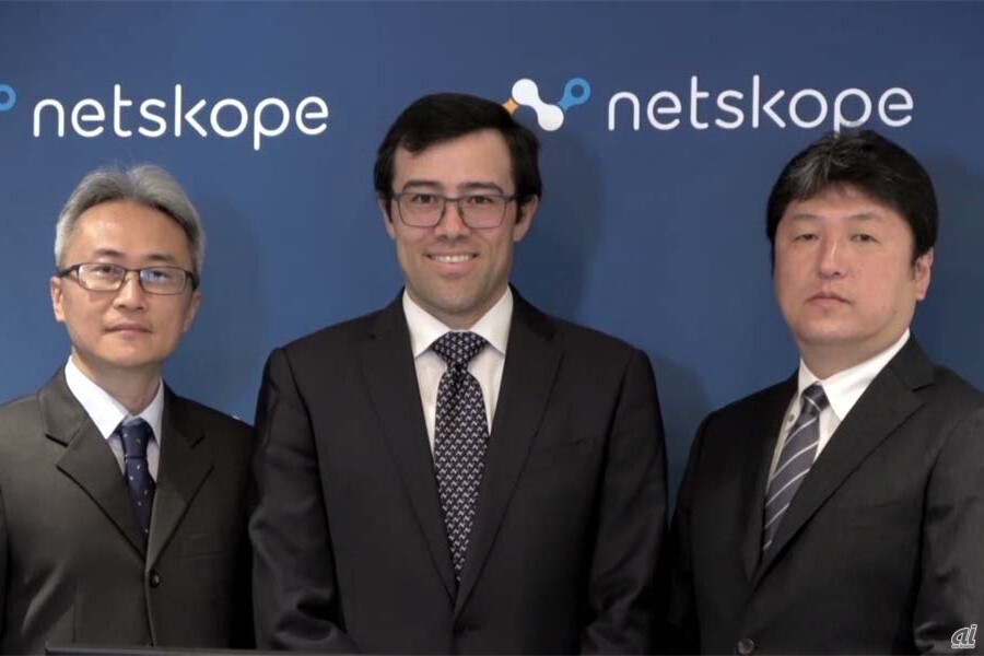 （左から）Netskope Threat Labs シニア脅威リサーチャーのHubert Lin氏、Netskope Japan カントリーマネージャーの大黒甚一郎氏、同社 ソリューションエンジニアマネージャーの小林 宏光氏